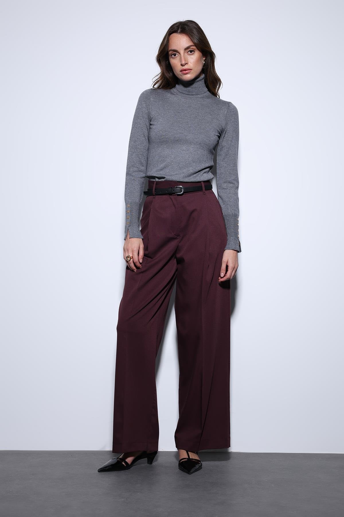 Antioch-Bordo Geniş Paça Kadın Pantolon-Kumaş Pantolon-1-roqelvaxirum.shop
