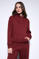 Antioch-Bordo Kapüşonlu Basic Kadın Sweatshirt-Sweatshirt-3-roqelvaxirum.shop