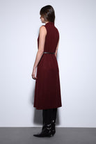 Antioch-Antioch Bordo Kemer Detaylı Kadın Midi Elbise-Elbise-6-roqelvaxirum.shop