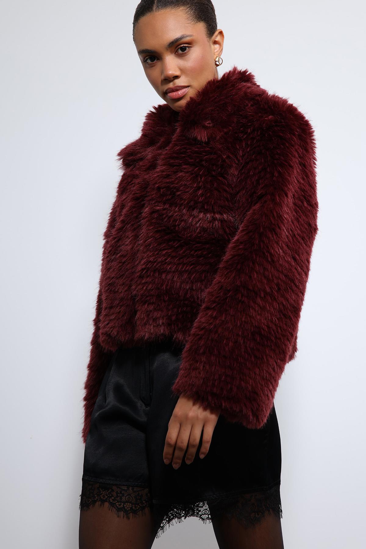 Antioch-Bordo Peluş Görünümlü Mont-Mont-4-roqelvaxirum.shop