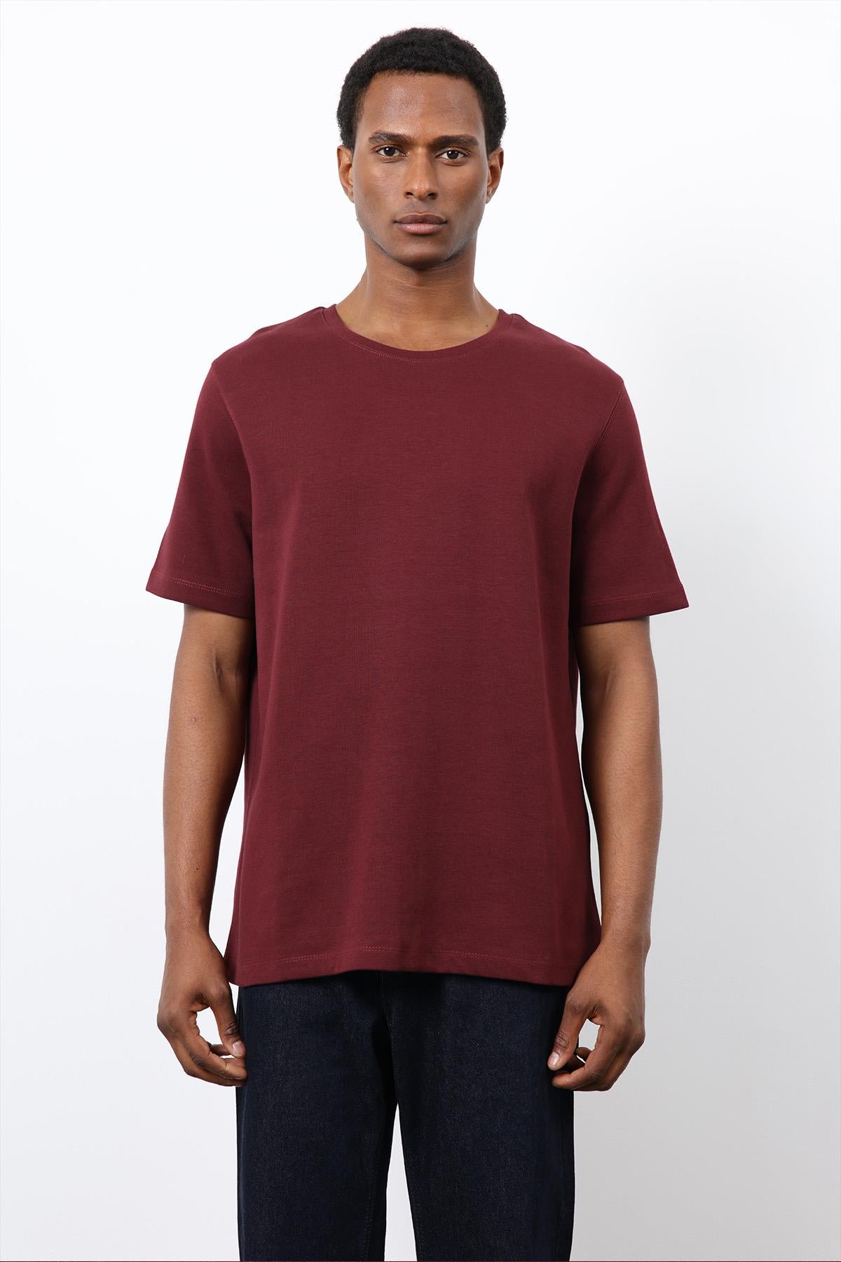 Antioch-Bordo Regular Fit Basic Erkek T Shirt-T-Shirt-2-roqelvaxirum.shop