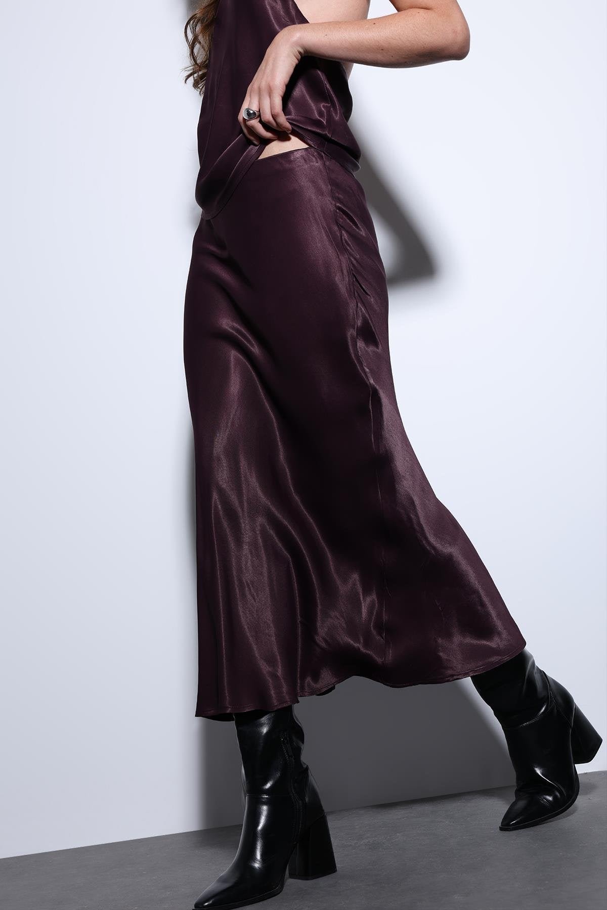 Antioch-Antioch Bordo Saten Midi Etek-Etek-4-roqelvaxirum.shop