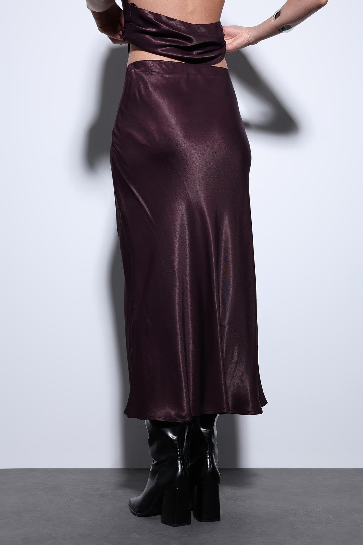 Antioch-Antioch Bordo Saten Midi Etek-Etek-5-roqelvaxirum.shop