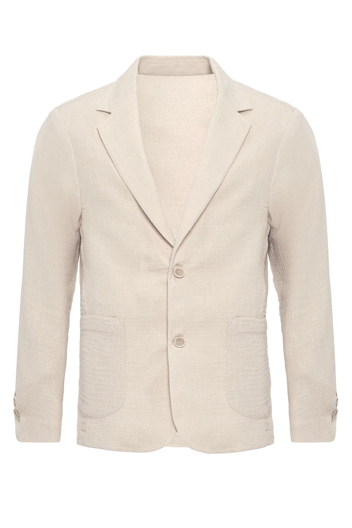 Antioch-Ekru Astarsız Torba Cepli Erkek Blazer Ceket-Blazer Ceket-7-roqelvaxirum.shop