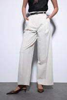 Antioch-Antioch Ekru Geniş Paça Kadın Pantolon-Kumaş Pantolon-2-roqelvaxirum.shop