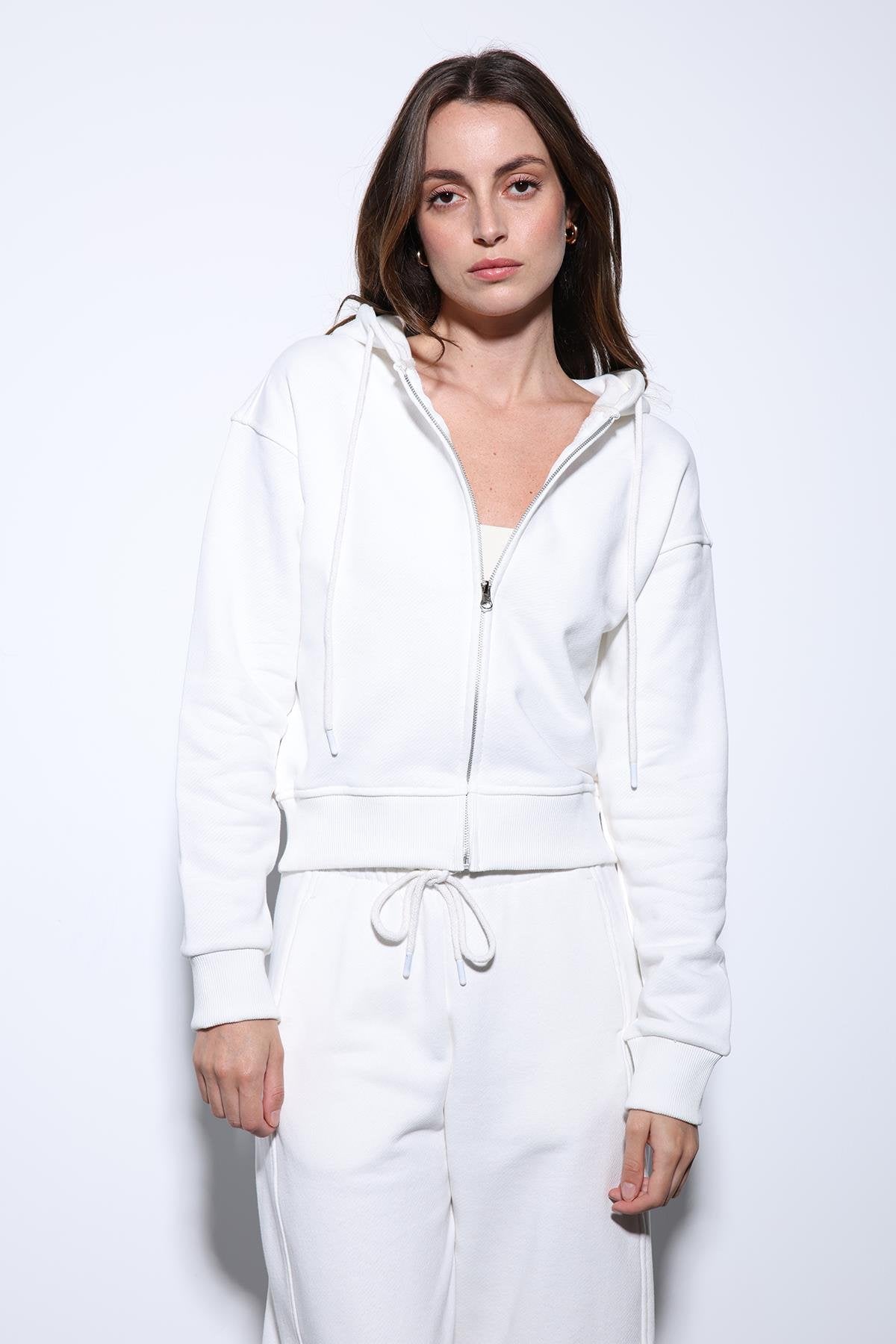 Antioch-Antioch Ekru Kapüşonlu Kadın Sweatshirt-Sweatshirt-1-roqelvaxirum.shop