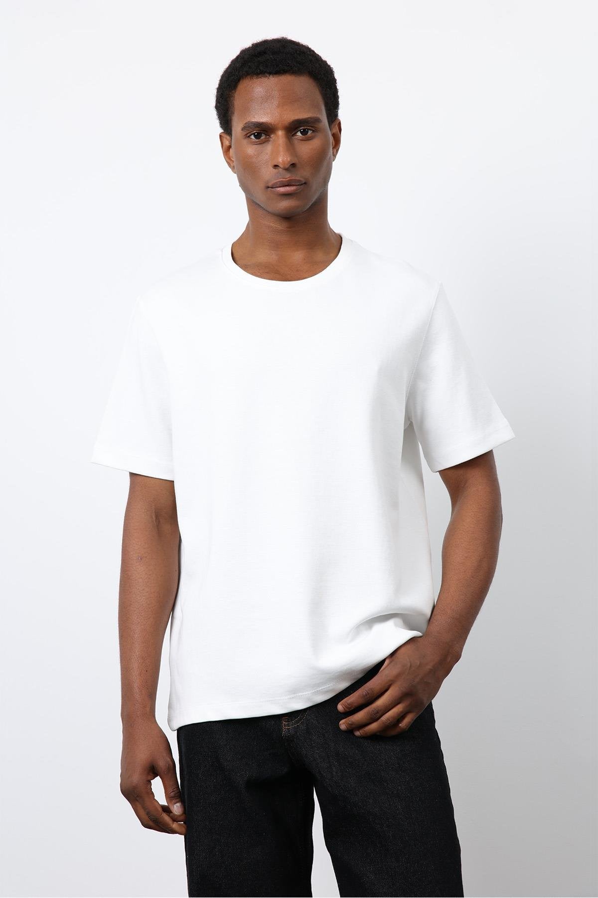Antioch-Ekru Regular Fit Basic Erkek T Shirt-T-Shirt-4-roqelvaxirum.shop