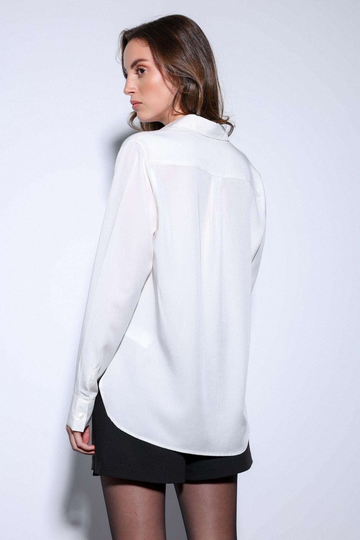 Antioch-Antioch Ekru Tensel Kadın Gömlek-Gömlek-7-roqelvaxirum.shop