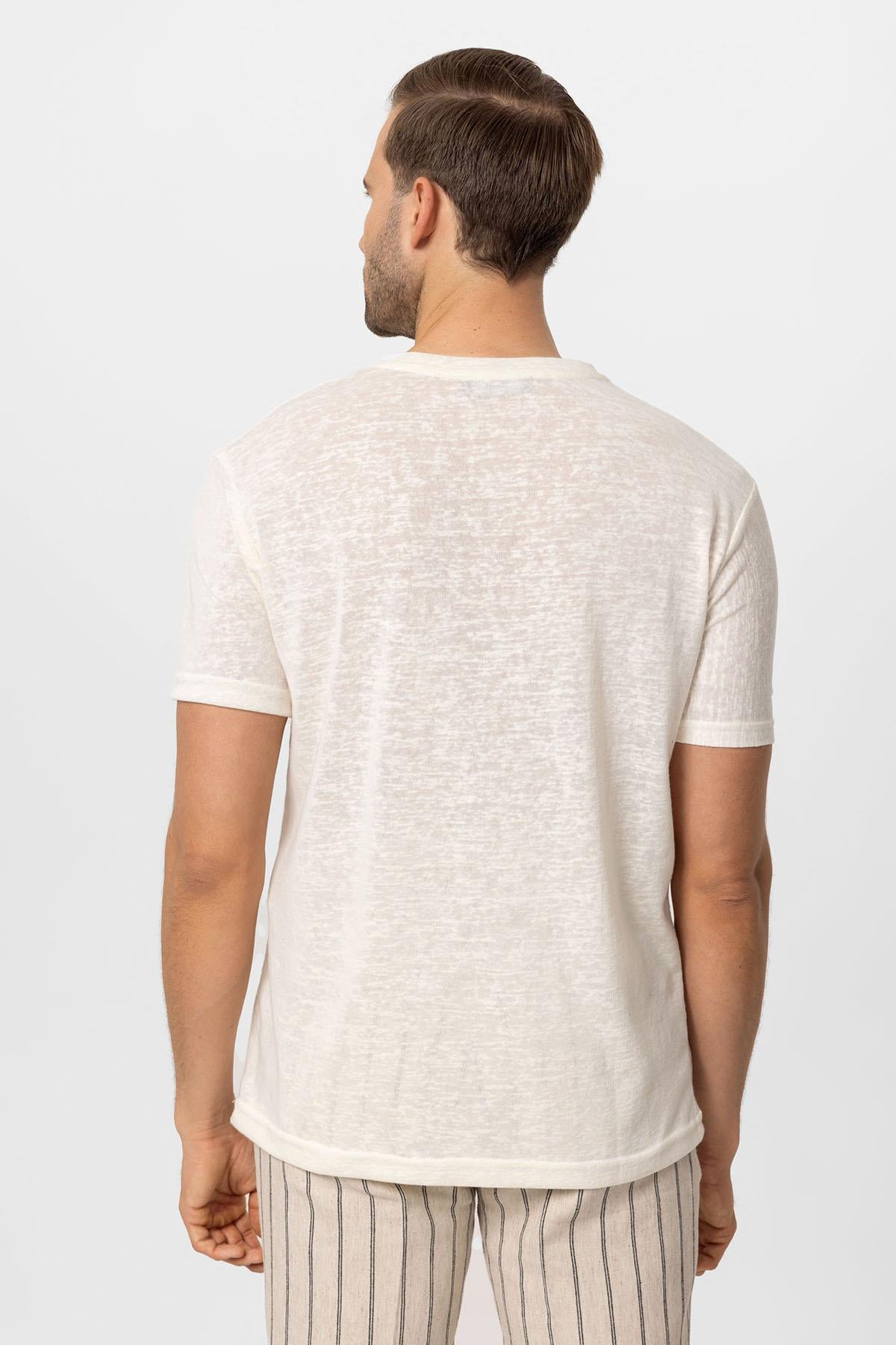 Antioch-Ekru V Yaka Basic Erkek T Shirt-T-Shirts-4-roqelvaxirum.shop