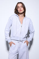 Antioch-Antioch Gri Melanj Kapüşonlu Kadın Sweatshirt-Sweatshirt-3-roqelvaxirum.shop