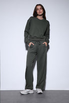 Antioch-Antioch Haki Basic Düz Paça Kadın Eşofman Altı-Eşofman-1-roqelvaxirum.shop