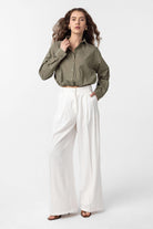 Antioch-Haki Crop Poplin Kadın Gömlek-Gömlek-2-roqelvaxirum.shop