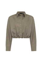Antioch-Haki Crop Poplin Kadın Gömlek-Gömlek-5-roqelvaxirum.shop