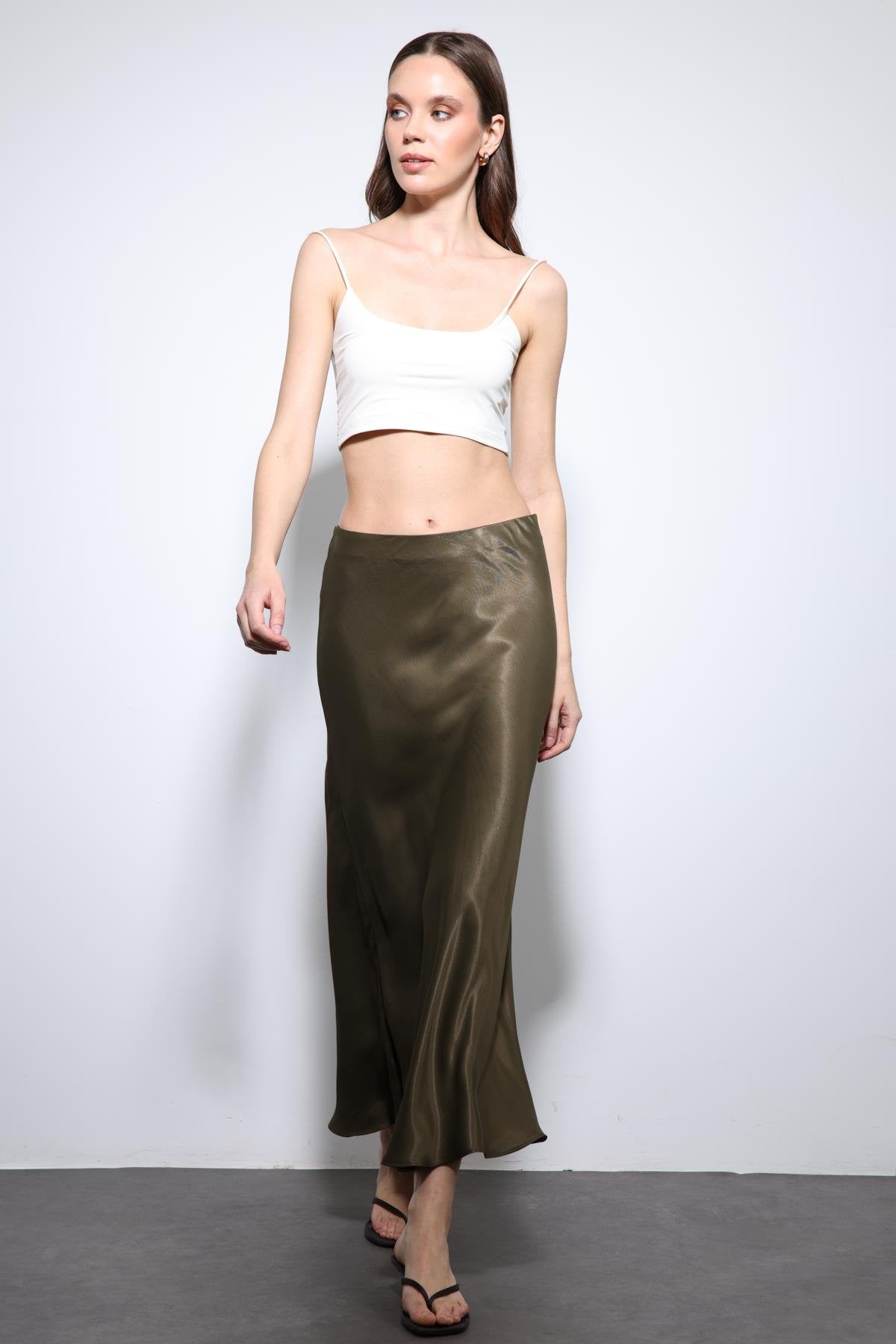 Antioch-Haki Saten Midi Etek-Etek-2-roqelvaxirum.shop