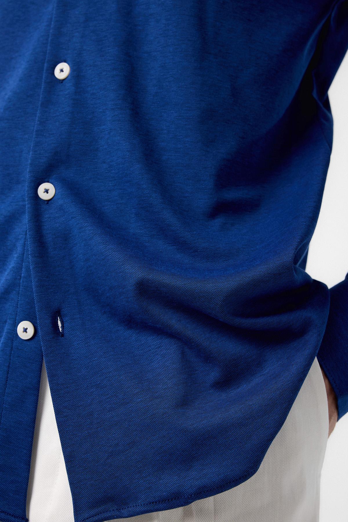 Antioch-İndigo Slim Fit Erkek Gömlek-Gömlek-4-roqelvaxirum.shop