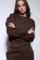 Antioch-Kahve Basic Kadın Sweatshirt-Sweatshirt-3-roqelvaxirum.shop