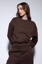 Antioch-Kahve Basic Kadın Sweatshirt-Sweatshirt-4-roqelvaxirum.shop