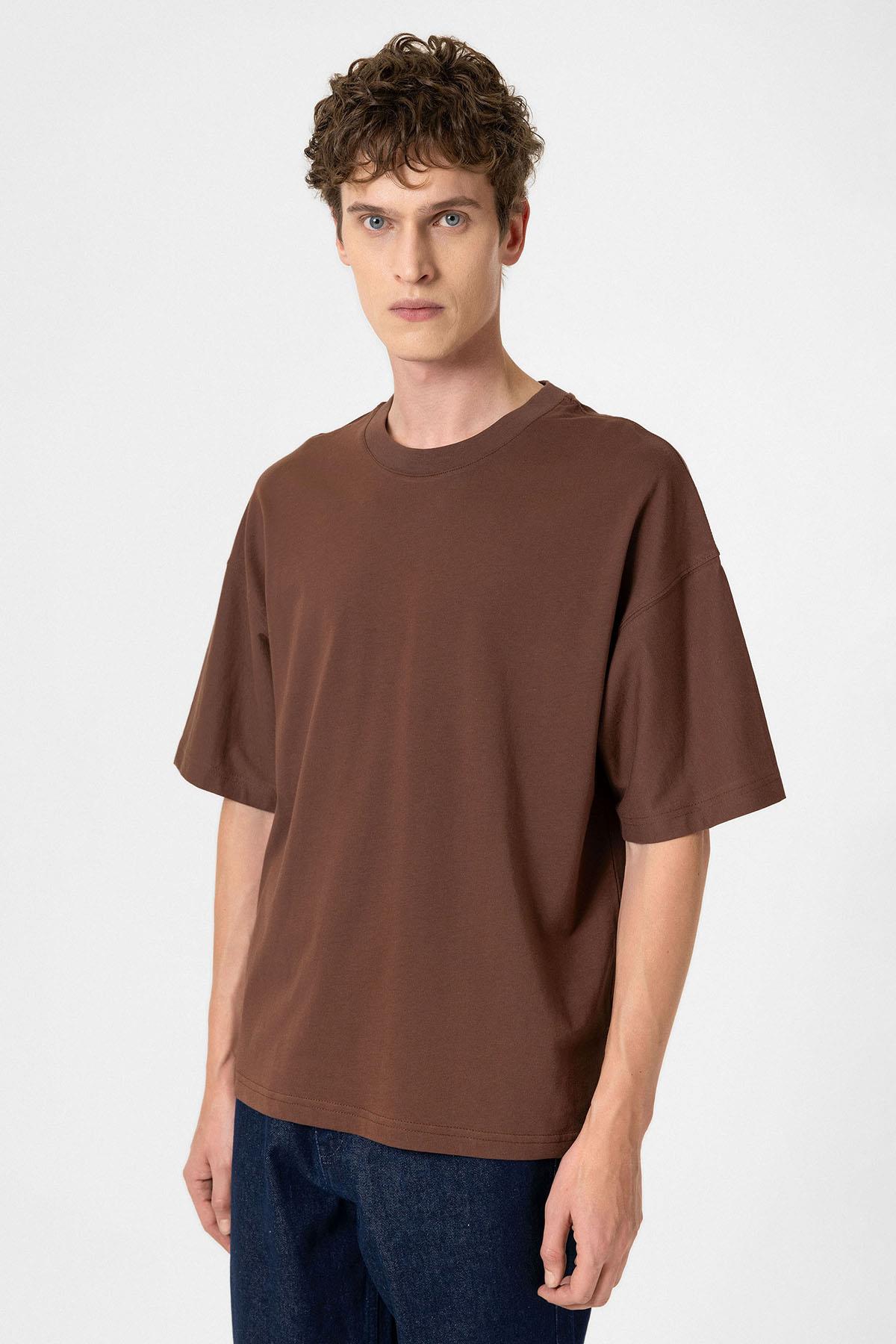 Antioch-Kahve Crop Fit Erkek T Shirt-T-Shirts-2-roqelvaxirum.shop