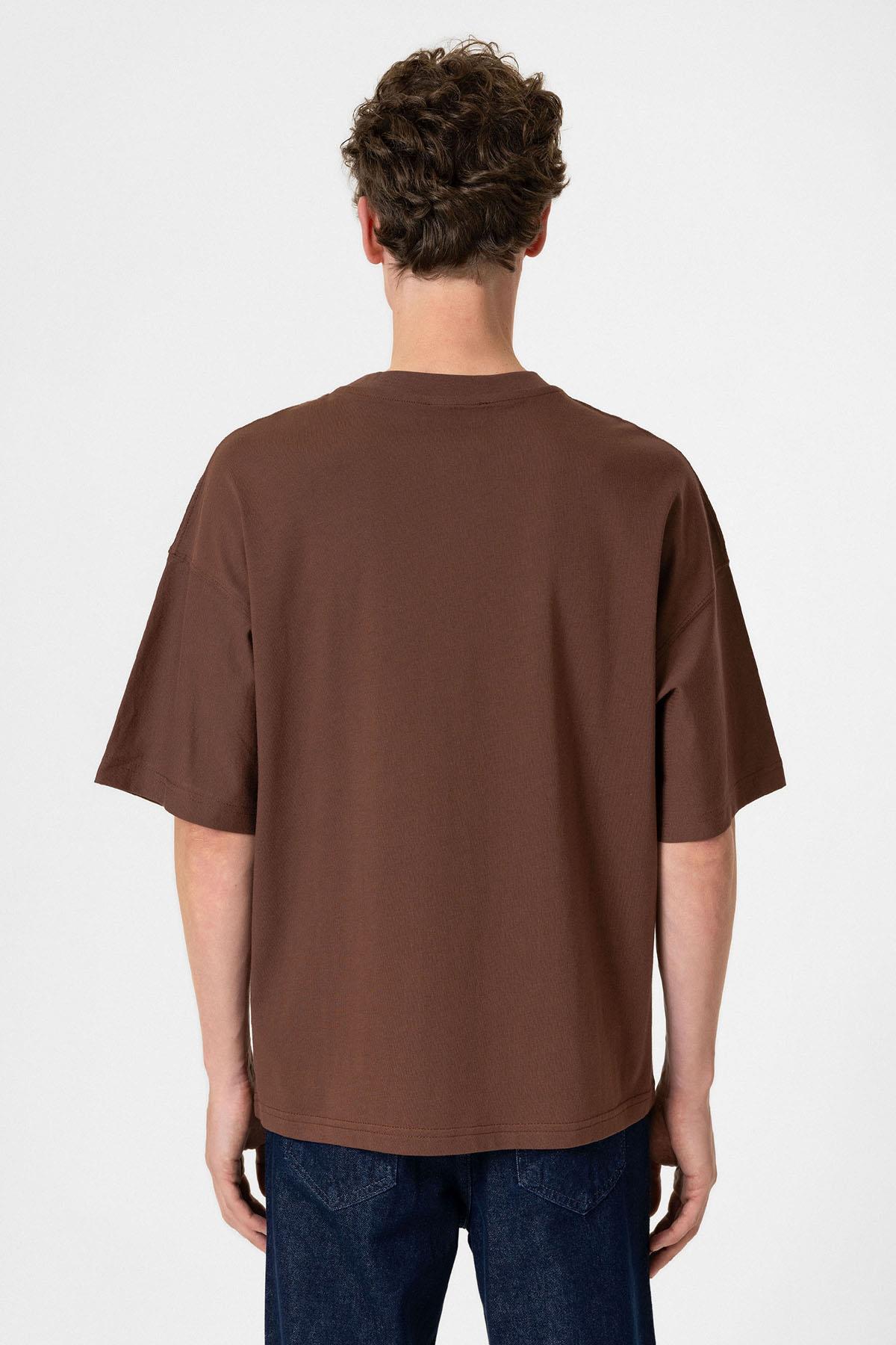 Antioch-Kahve Crop Fit Erkek T Shirt-T-Shirts-5-roqelvaxirum.shop