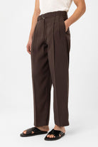 Antioch-Kahve Modal Kumaş Relax Fit Kemerli Erkek Pantolon-Kumaş Pantolon-2-roqelvaxirum.shop