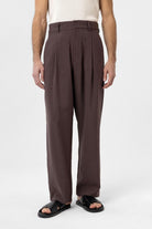 Antioch-Kahve Pileli Baggy Fit Erkek Pantolon-Kumaş Pantolon-2-roqelvaxirum.shop