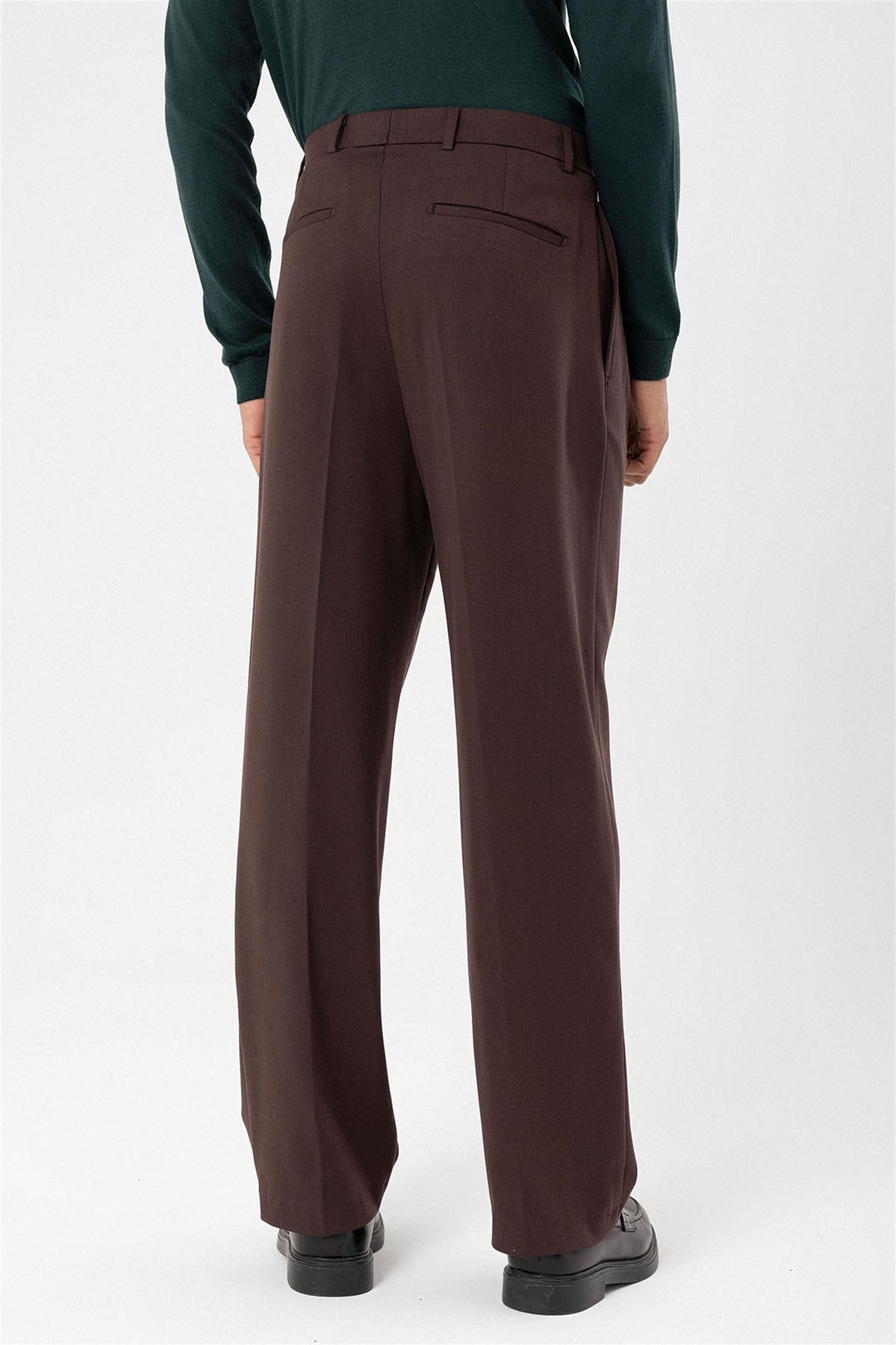 Antioch-Kahve Yüksek Bel Pileli Rahat Kalıp Erkek Pantolon-Pantolon-6-roqelvaxirum.shop