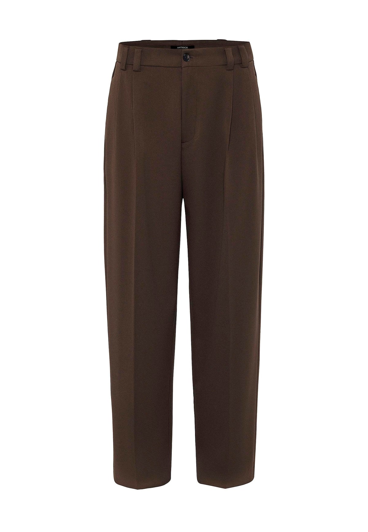 Antioch-Kahve Yüksel Bel Relax Fit Pileli Erkek Pantolon-Kumaş Pantolon-5-roqelvaxirum.shop
