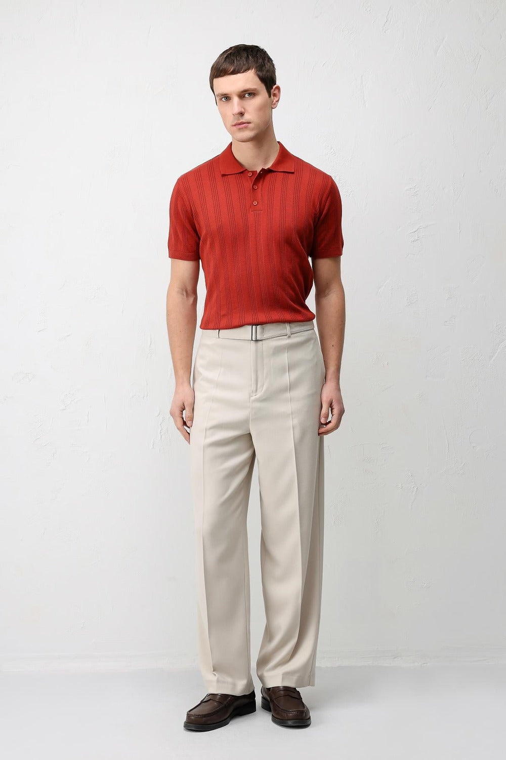 Antioch Kırmızı Dokulu Triko Erkek Polo T-Shirt