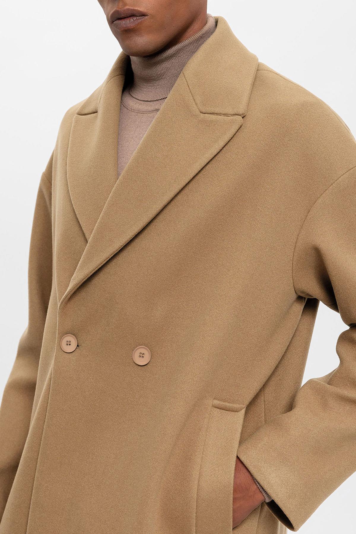 Antioch-Koyu Bej Oversize Kruvaze Erkek Kaban-Kaban-8-roqelvaxirum.shop