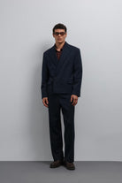 Antioch-Lacivert Kruvaze Relax Crop Fit Blazer Ceket-Blazer Ceket-3-roqelvaxirum.shop