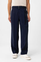 Antioch-Lacivert Modal Kumaş Relax Fit Kemerli Erkek Pantolon-Kumaş Pantolon-1-roqelvaxirum.shop