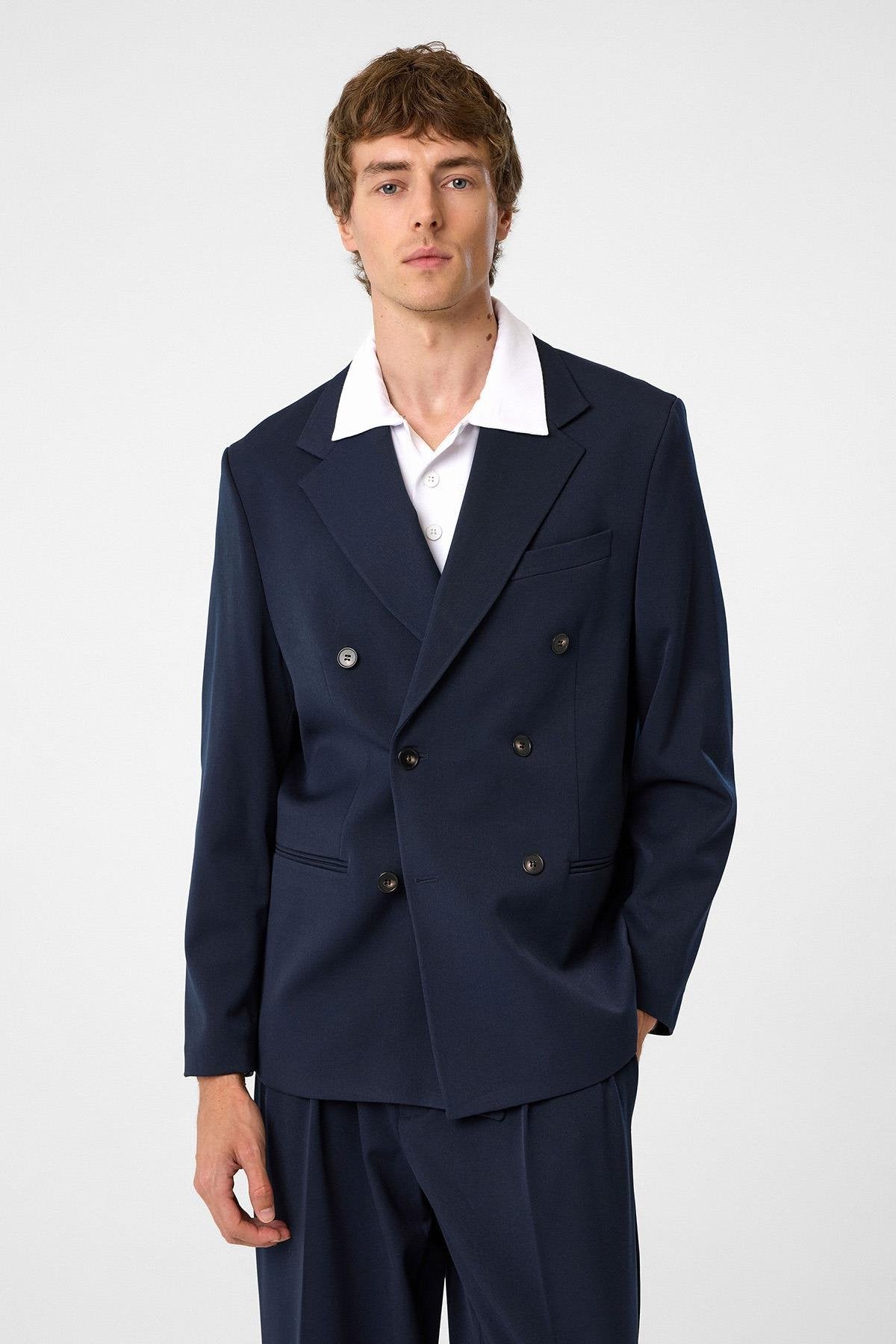 Antioch-Lacivert Relax Fit Kruvaze Erkek Blazer Ceket-Blazer Ceket-1-roqelvaxirum.shop