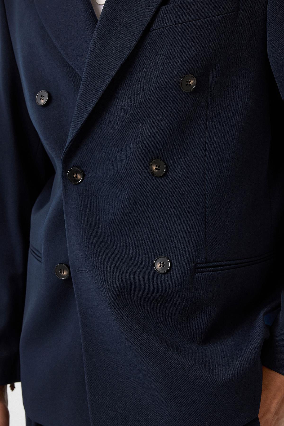 Antioch-Lacivert Relax Fit Kruvaze Erkek Blazer Ceket-Blazer Ceket-4-roqelvaxirum.shop