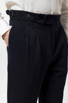 Antioch-Lacivert Yüksek Bel Pileli Carrot Fit Erkek Pantolon-Pantolon-4-roqelvaxirum.shop