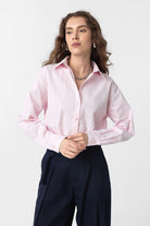 Antioch-Pembe Crop Poplin Kadın Gömlek-Gömlek-1-roqelvaxirum.shop