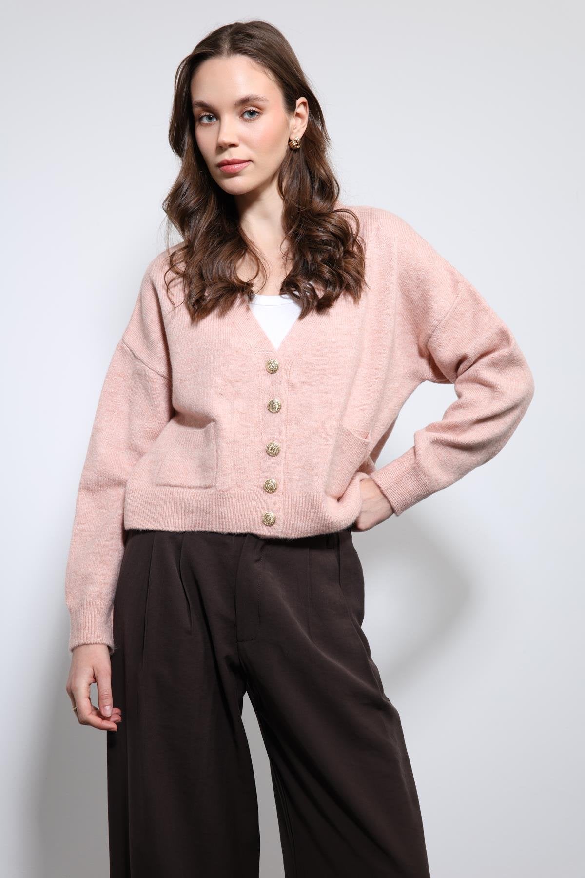 Antioch-Pudra Yün Karışımlı Hırka-Hırka-3-roqelvaxirum.shop