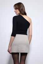 Antioch-Siyah Asimetrik Yaka Top-Top-4-roqelvaxirum.shop