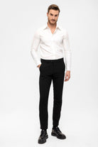 Antioch-Siyah Erkek Aksesuar Detaylı Slim Fit Pantolon-Kumaş Pantolon-2-roqelvaxirum.shop