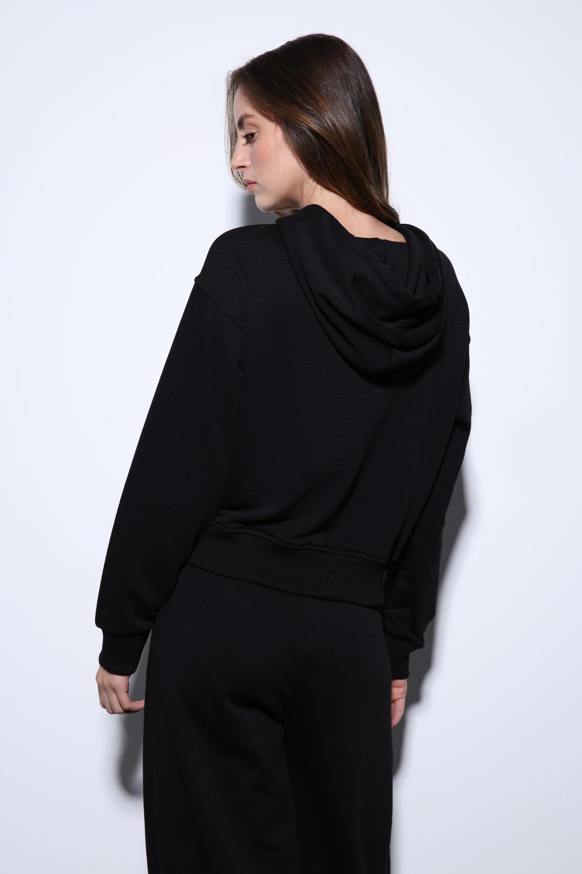 Antioch-Antioch Siyah Kapüşonlu Kadın Sweatshirt-Sweatshirt-5-roqelvaxirum.shop