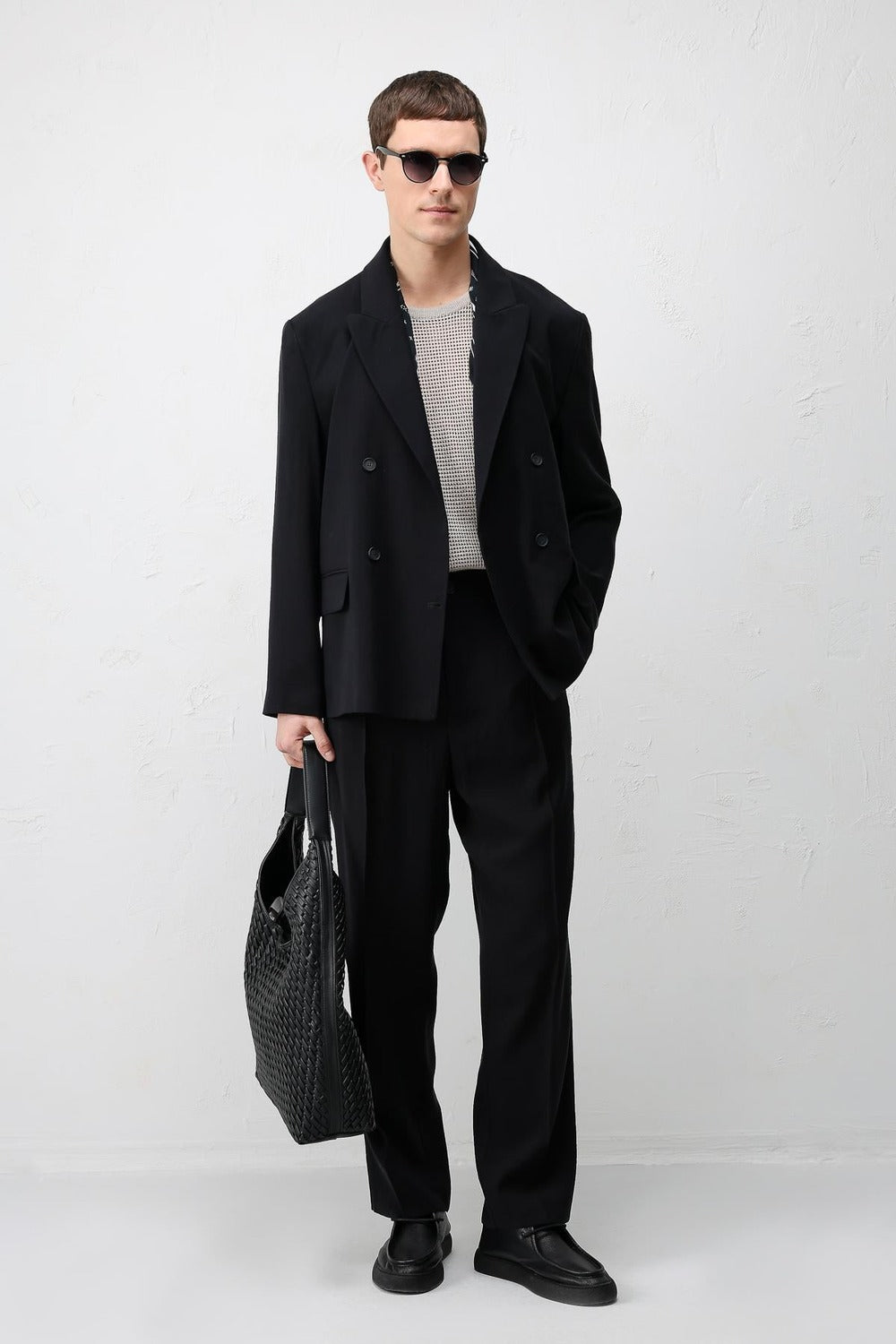 Antioch Siyah Modal Karışımlı Relaxed Fit Erkek Blazer Ceket