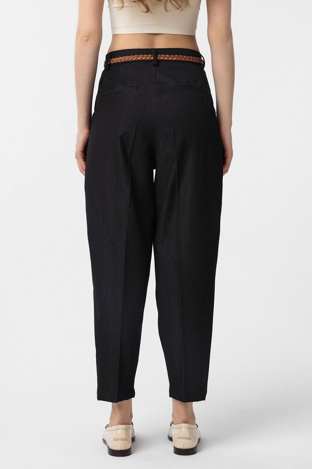 Antioch-Siyah Pensli Kadın Pantolon-Kumaş Pantolon-4-roqelvaxirum.shop