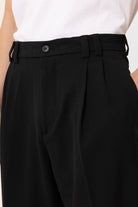 Antioch-Siyah Yüksel Bel Relax Fit Pileli Erkek Pantolon-Kumaş Pantolon-4-roqelvaxirum.shop