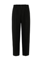 Antioch-Siyah Yüksel Bel Relax Fit Pileli Erkek Pantolon-Kumaş Pantolon-6-roqelvaxirum.shop
