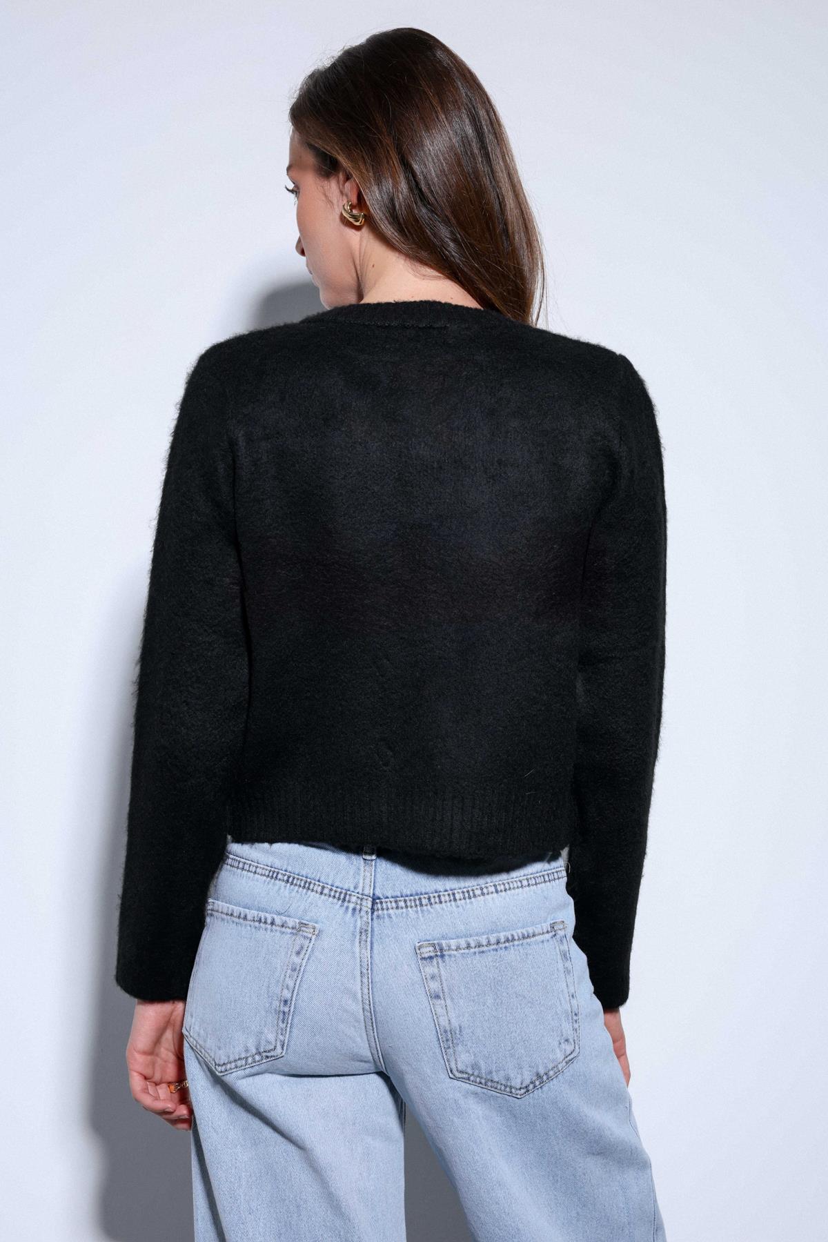 Antioch-Antioch Siyah Yumuşak Dokulu Kadın Hırka-Hırka-4-roqelvaxirum.shop