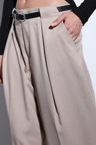 Antioch-Antioch Taş Pileli Geniş Kadın Pantolon-Kumaş Pantolon-4-roqelvaxirum.shop