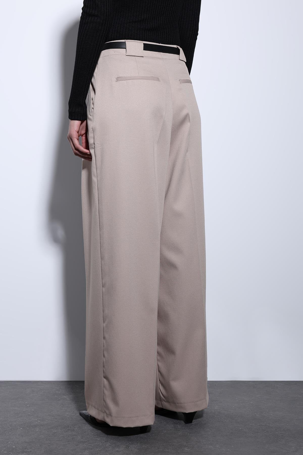 Antioch-Antioch Taş Pileli Geniş Kadın Pantolon-Kumaş Pantolon-5-roqelvaxirum.shop