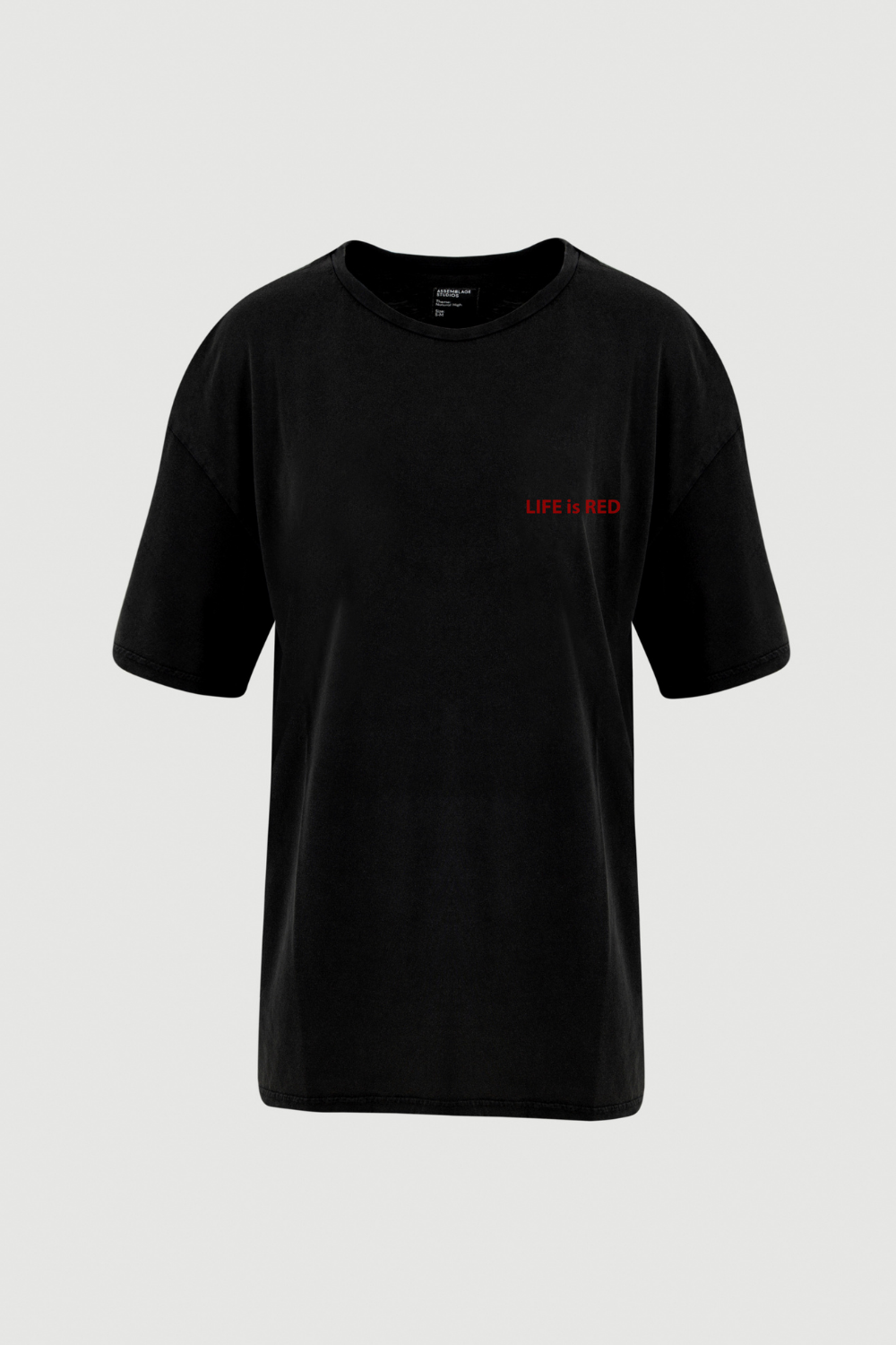 Assemblage Studios-Life İs Red T-shirt-T-Shirts-1-roqelvaxirum.shop