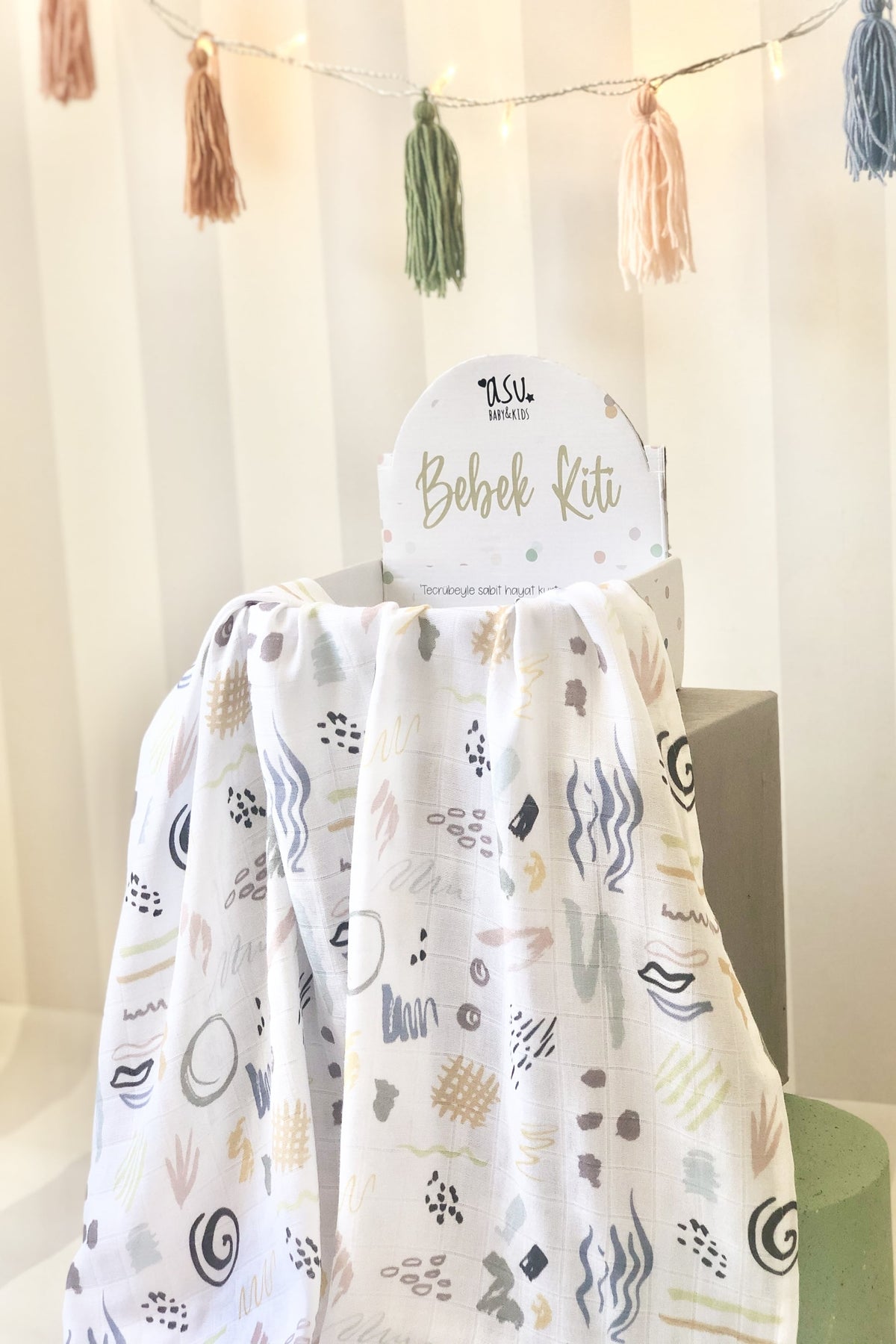 Asu Baby&Kids Pastel Mix&Match 3'Lü Organik Bambu Pamuk Müslin Sleepy-Memphis-Rainbow