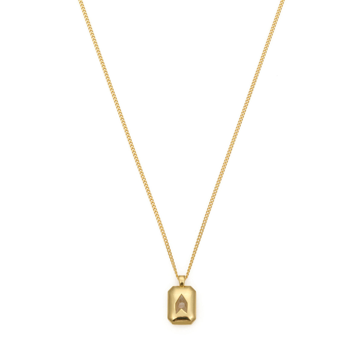 White Baguette Necklace In Gold