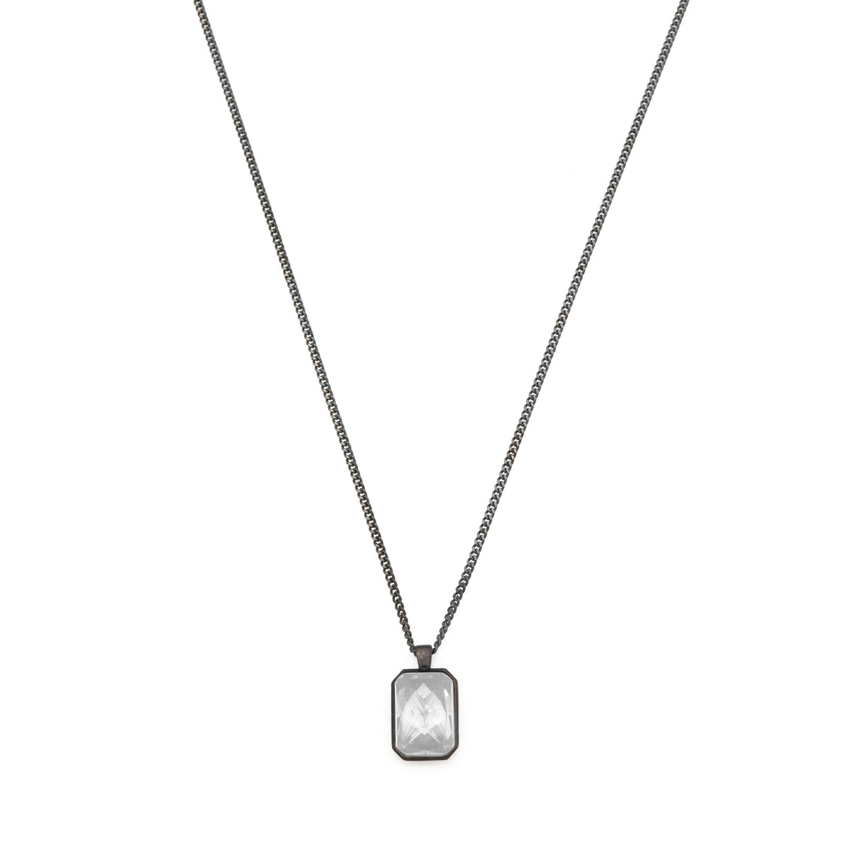 White Baguette Necklace In Oxide